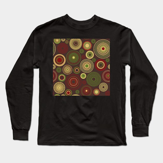 concentric circles dark brown Long Sleeve T-Shirt by colorofmagic